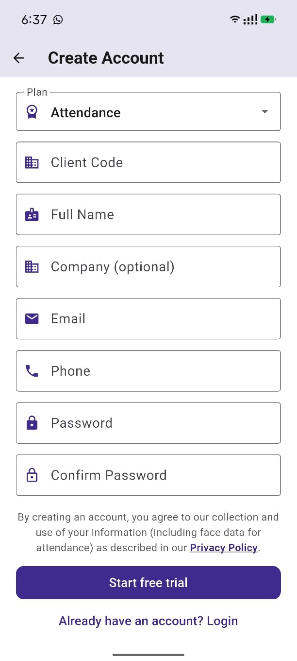 Create account